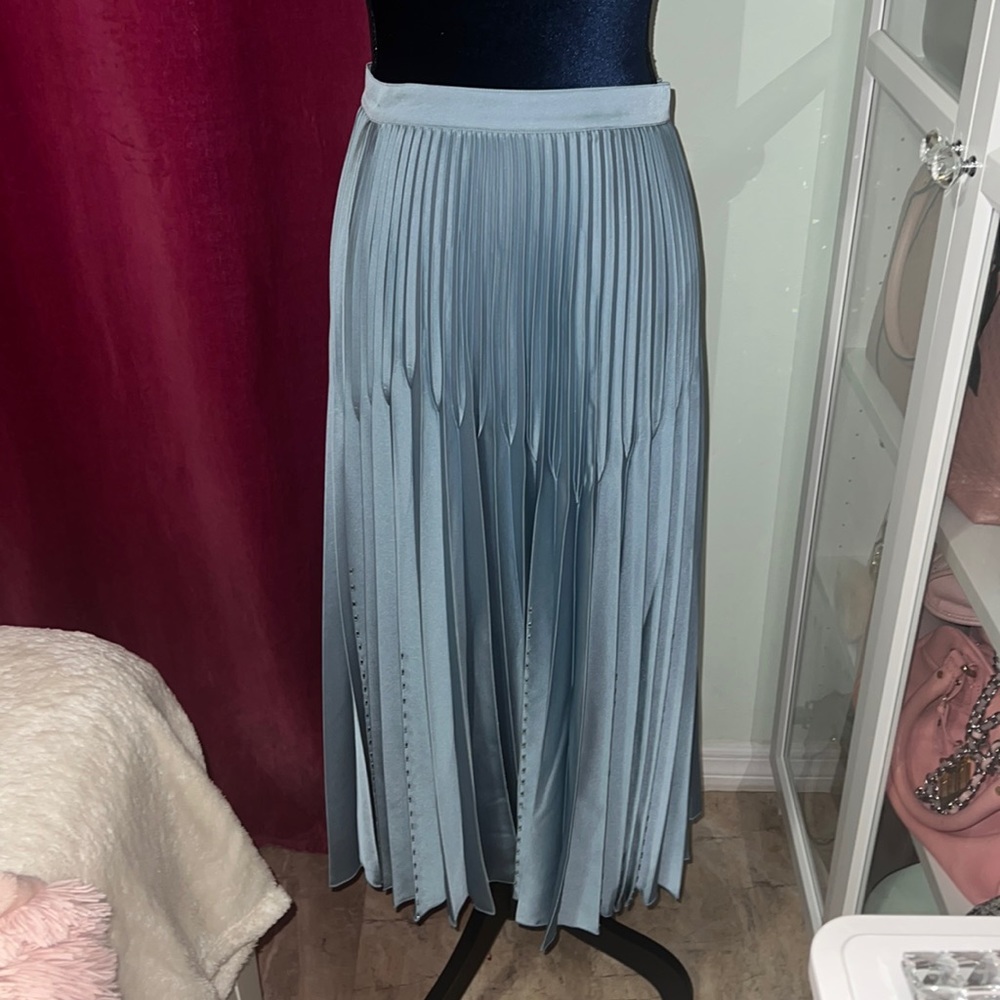 Reiss Blue Midi Pleated Skirt